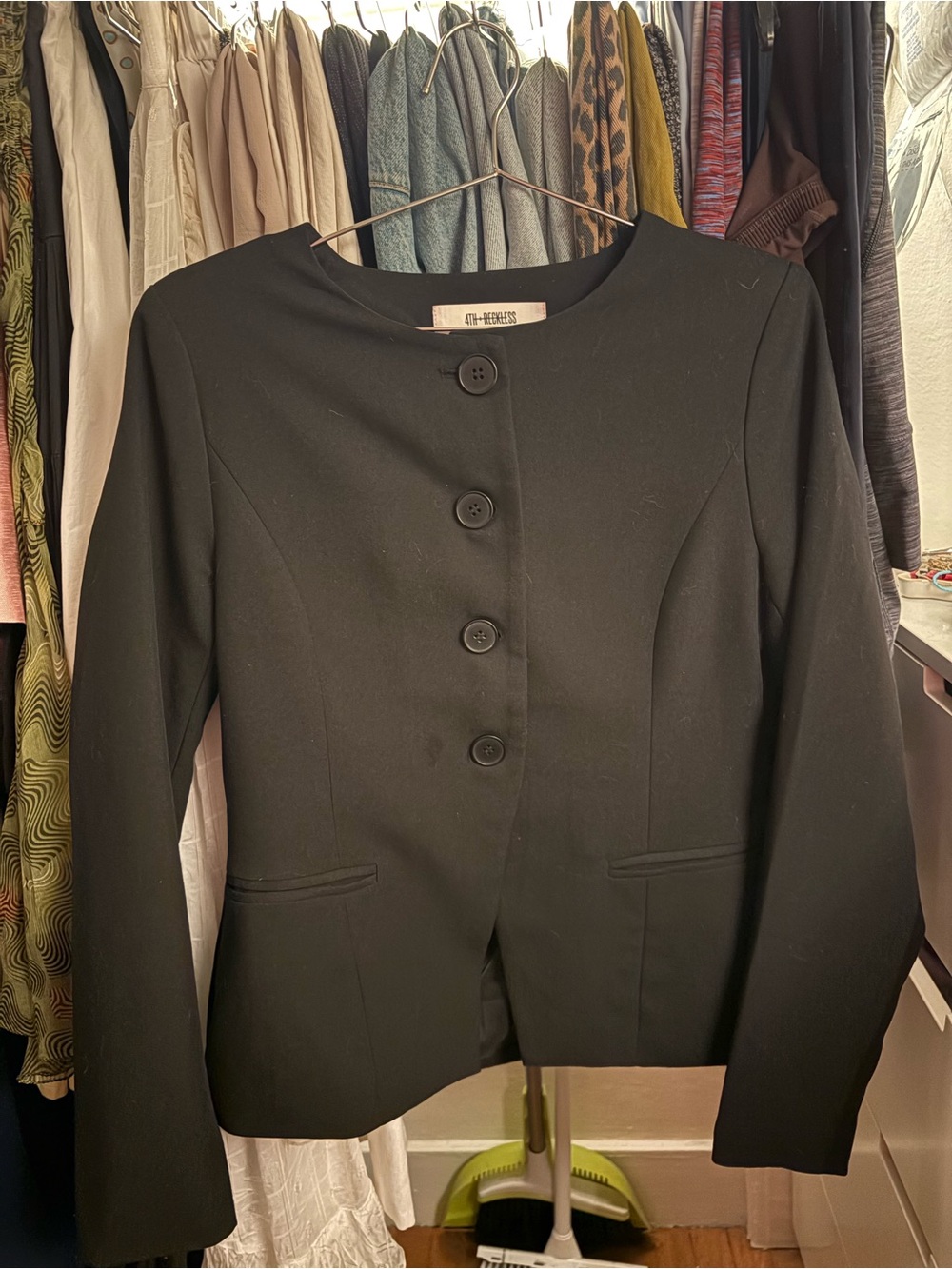 Women's Black Button-Front Tailored Blazer